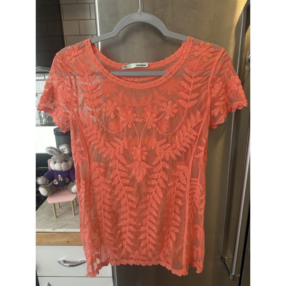 Shear Embroidered T Festivals Cover-Up Whimsical Outdoor Happy Hour Picnic Szs